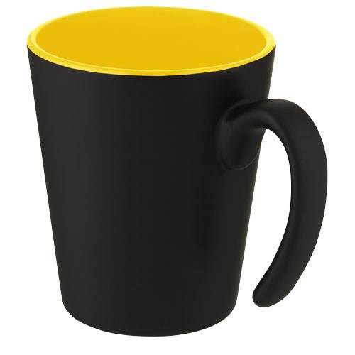 Obrázky: Černý keramický hrnek 360 ml s žlutým vnitřkem