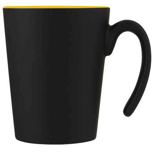 Obrázky: Černý keramický hrnek 360 ml s žlutým vnitřkem, Obrázek 3
