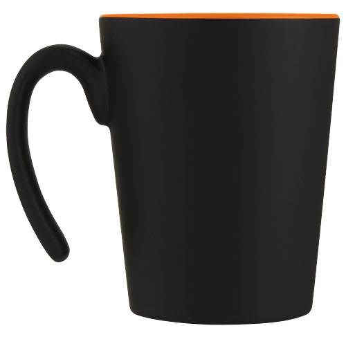 Obrázky: Černý keramický hrnek 360 ml s oranžovým vnitřkem, Obrázek 2