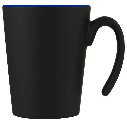 Obrázky: Černý keramický hrnek 360 ml s modrým vnitřkem, Obrázek 3