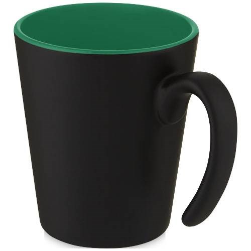 Obrázky: Černý keramický hrnek 360 ml se zeleným vnitřkem, Obrázek 1