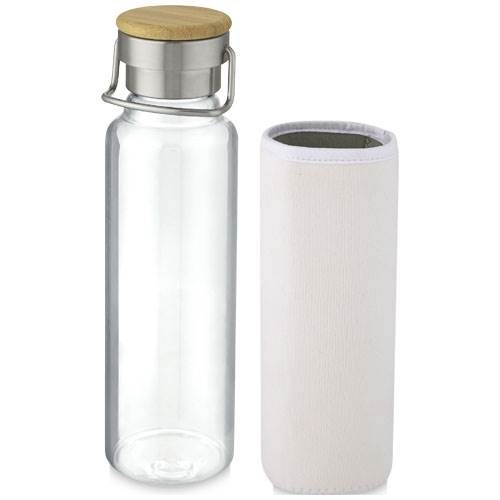 Obrázky: Skleněná láhev 660 ml s neopren. obalem, bílá, Obrázek 2