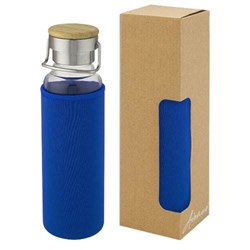 Obrázky: Skleněná láhev 660 ml s neopren. obalem, modrá