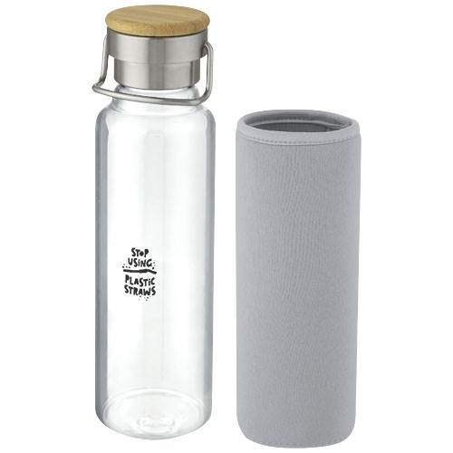 Obrázky: Skleněná láhev 660 ml s neopren. obalem, šedá, Obrázek 4