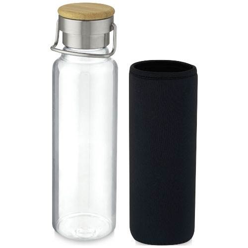 Obrázky: Skleněná láhev 660 ml s neopren. obalem, černá, Obrázek 2