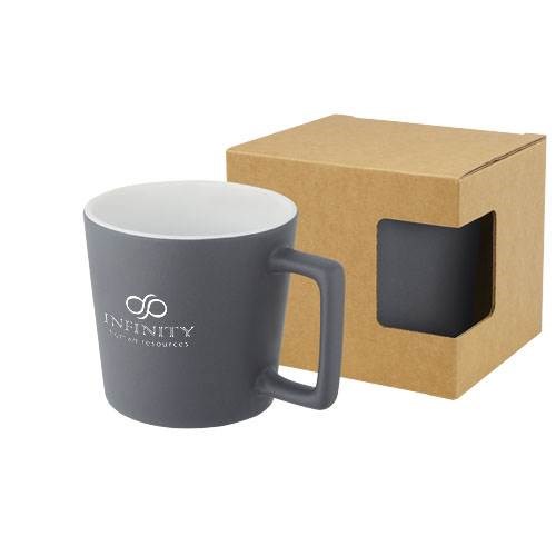 Obrázky: Keramický hrnek 370 ml, matný povrch, šedo/bílý, Obrázek 6
