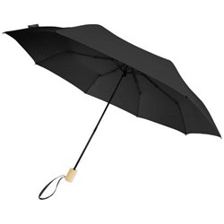 Obrázky: Skládací rPET větru odolný deštník, černý