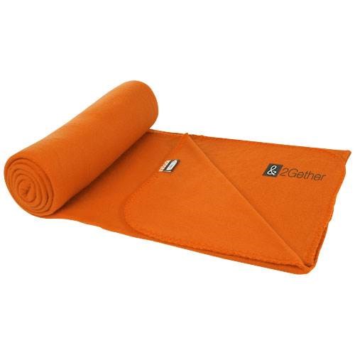 Obrázky: Oranžová fleecová deka 180 g/m2 s RPET v obalu, Obrázek 5