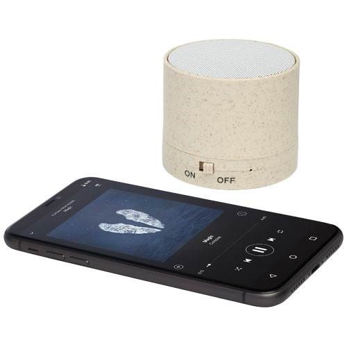 Obrázky: Béžový Bluetooth reproduktor z ABS a pšeničné slámy, Obrázek 5