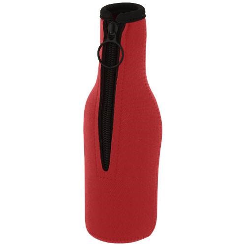 Obrázky: Červený obal na láhev z recykl. neoprenu se zipem, Obrázek 3