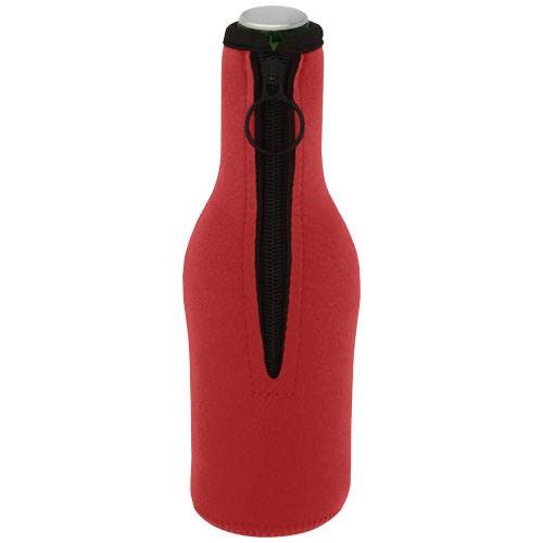 Obrázky: Červený obal na láhev z recykl. neoprenu se zipem, Obrázek 4