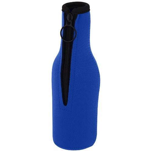 Obrázky: Modrý obal na láhev z recykl. neoprenu se zipem, Obrázek 3