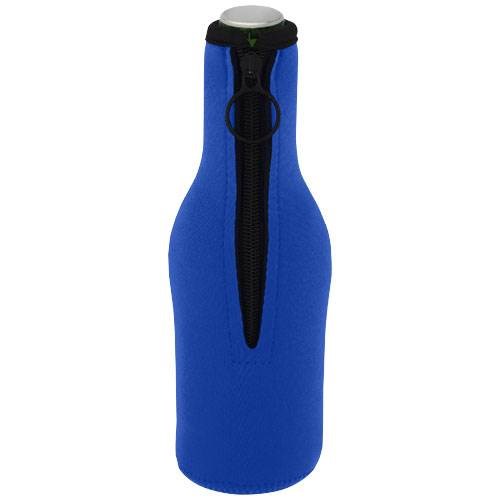 Obrázky: Modrý obal na láhev z recykl. neoprenu se zipem, Obrázek 4