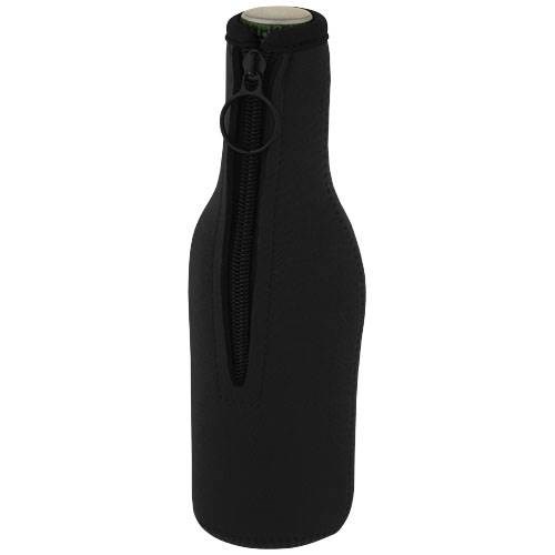 Obrázky: Černý obal na láhev z recykl. neoprenu se zipem