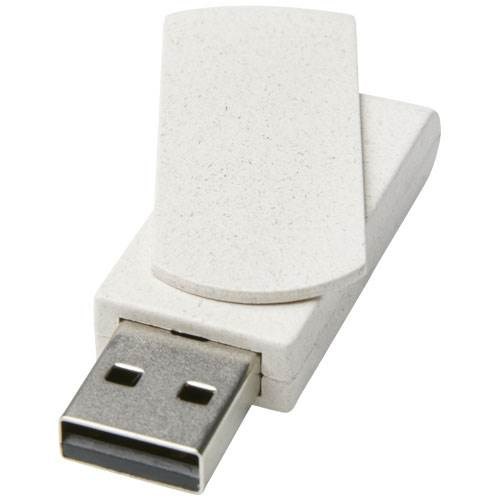 Obrázky: Béžový otočný USB flash disk z pšeničné slámy 8GB, Obrázek 1