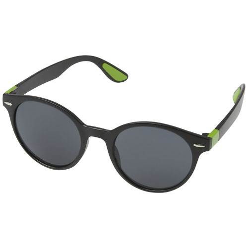 Obrázky: Černé kulaté trendy sluneční brýle, zelené doplňky, Obrázek 1