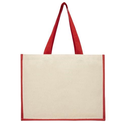 Obrázky: Nákupní taška z plátna 320g/m² a juty červená, Obrázek 2