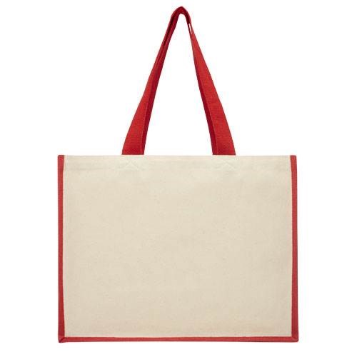 Obrázky: Nákupní taška z plátna 320g/m² a juty červená, Obrázek 3