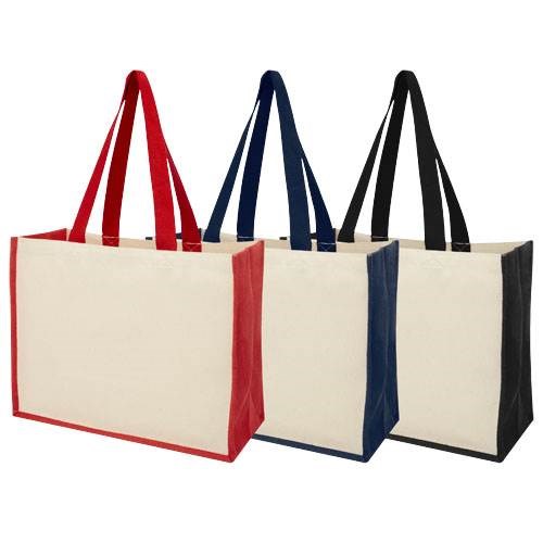 Obrázky: Nákupní taška z plátna 320g/m² a juty červená, Obrázek 4