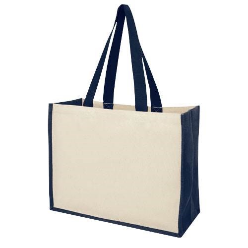 Obrázky: Nákupní taška z plátna 320g/m² a juty námořně modrá