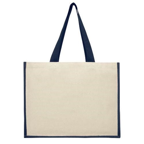 Obrázky: Nákupní taška z plátna 320g/m² a juty námořně modrá, Obrázek 2