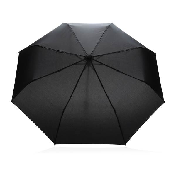 Obrázky: Černý větru odolný manuální rPET deštník, bílé madlo, Obrázek 2