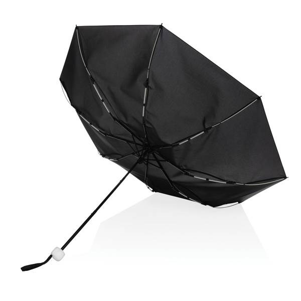 Obrázky: Černý větru odolný manuální rPET deštník, bílé madlo, Obrázek 3