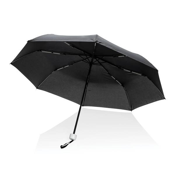 Obrázky: Černý větru odolný manuální rPET deštník, bílé madlo, Obrázek 5