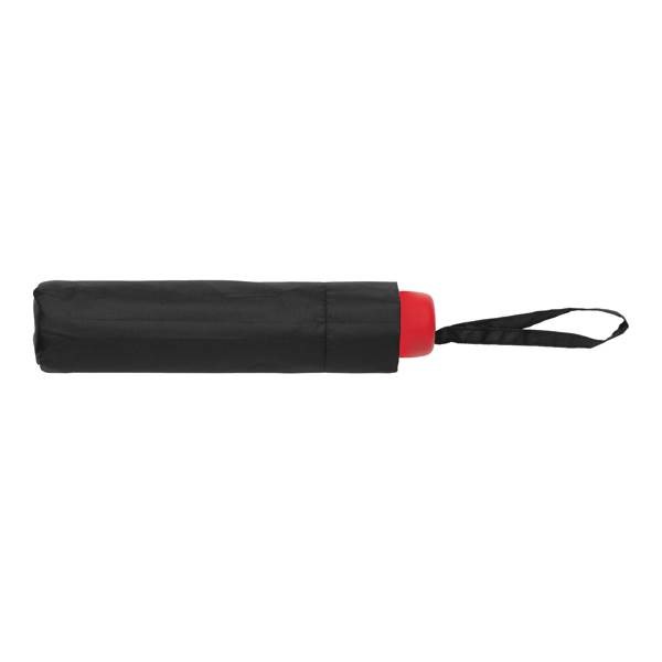 Obrázky: Černý větru odolný manuální rPET deštník, červené madlo, Obrázek 4