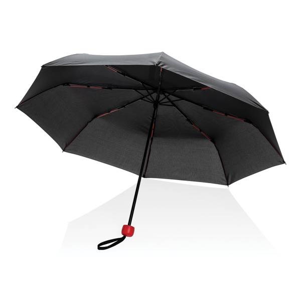 Obrázky: Černý větru odolný manuální rPET deštník, červené madlo, Obrázek 5