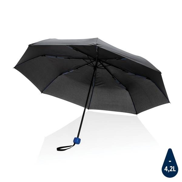 Obrázky: Černý větru odolný manuální rPET deštník, modré madlo