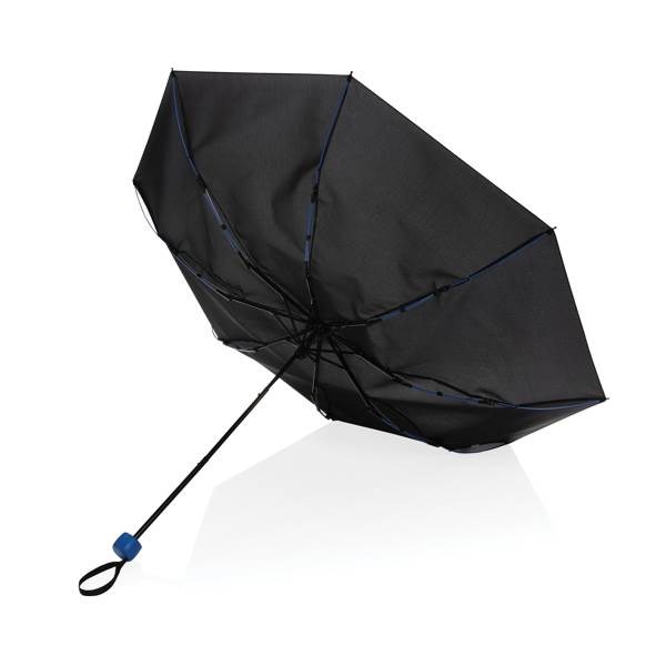 Obrázky: Černý větru odolný manuální rPET deštník, modré madlo, Obrázek 3