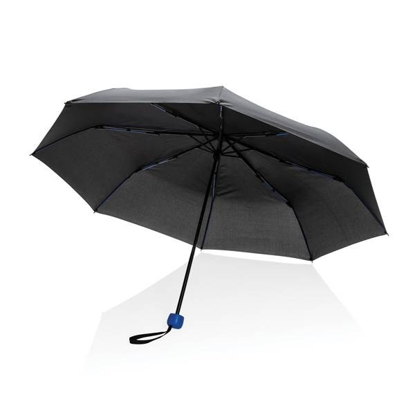 Obrázky: Černý větru odolný manuální rPET deštník, modré madlo, Obrázek 5