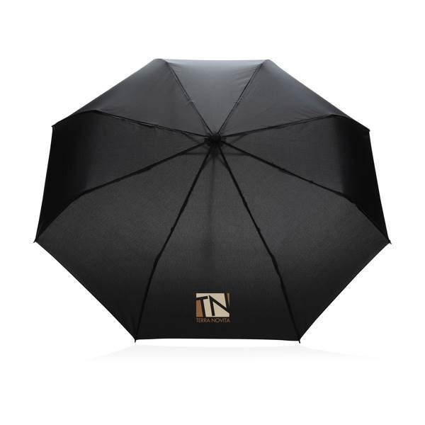 Obrázky: Černý větru odolný manuální rPET deštník, modré madlo, Obrázek 6