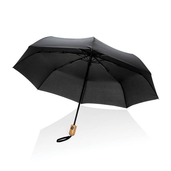 Obrázky: Černý deštník rPET, zcela automatický, bambus. rukojeť, Obrázek 7