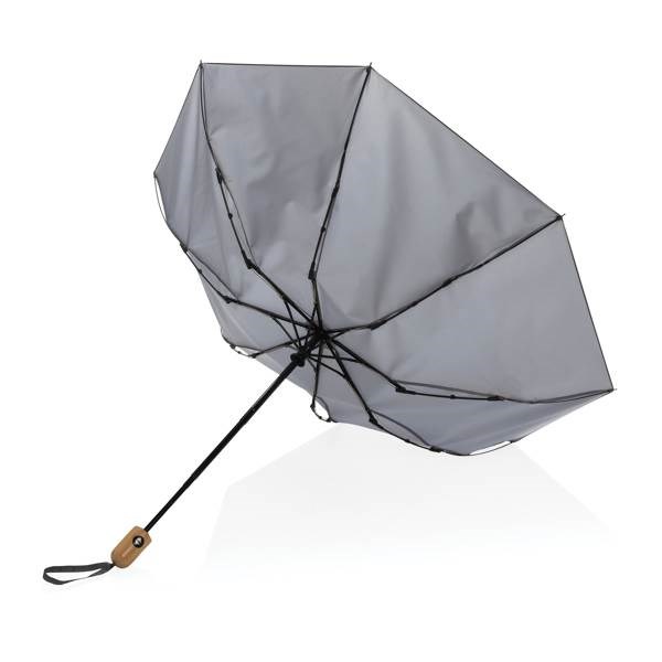 Obrázky: Šedý deštník rPET, zcela automatický, bambus. rukojeť, Obrázek 3