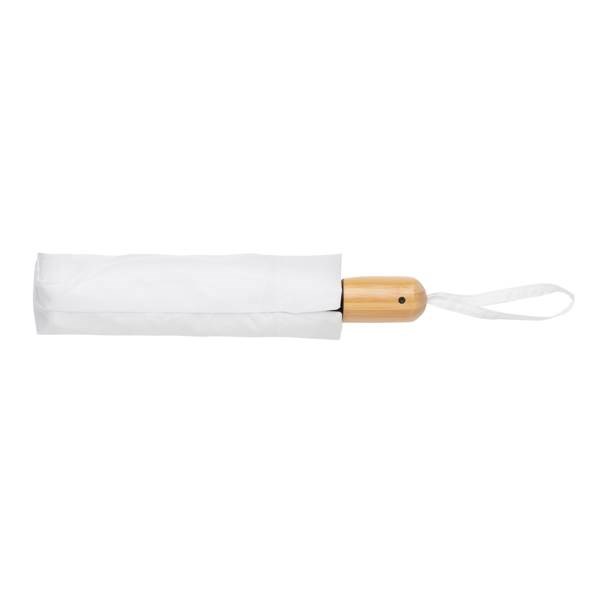 Obrázky: Bílý deštník rPET, zcela automatický, bambus. rukojeť, Obrázek 6
