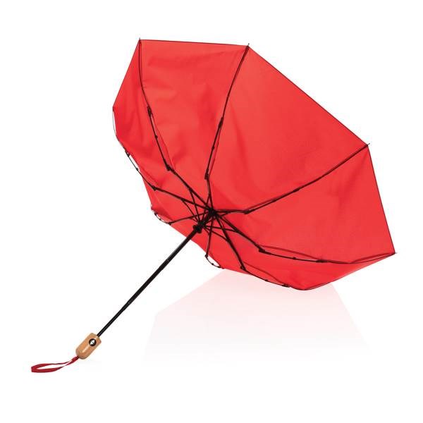 Obrázky: Červený deštník rPET, zcela automatický, bambus. rukojeť, Obrázek 3