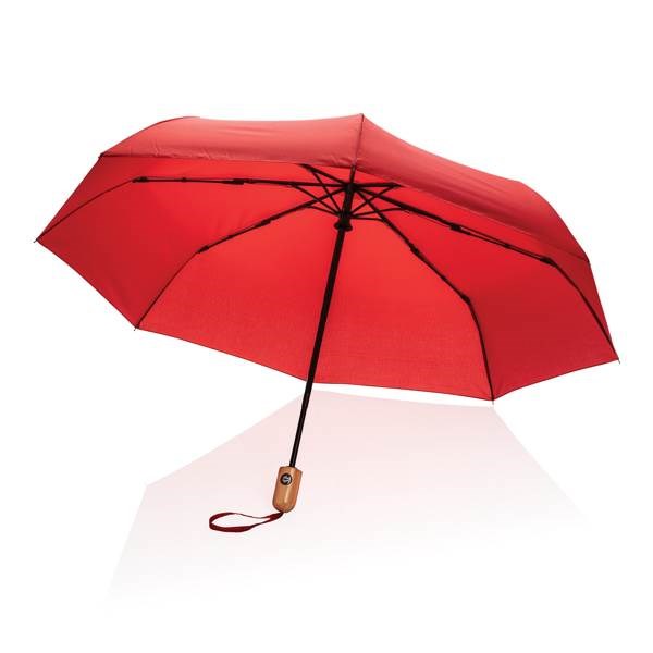 Obrázky: Červený deštník rPET, zcela automatický, bambus. rukojeť, Obrázek 7