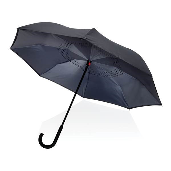Obrázky: Šedý reverzní deštník ze 190T rPET, manuální, Obrázek 6