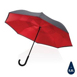 Obrázky: Červený reverzní deštník ze 190T rPET, manuální
