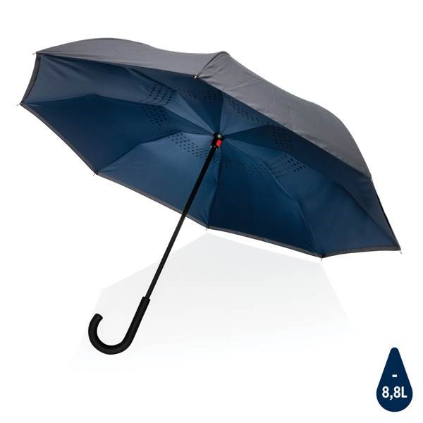 Obrázky: Modrý reverzní deštník ze 190T rPET, manuální, Obrázek 1