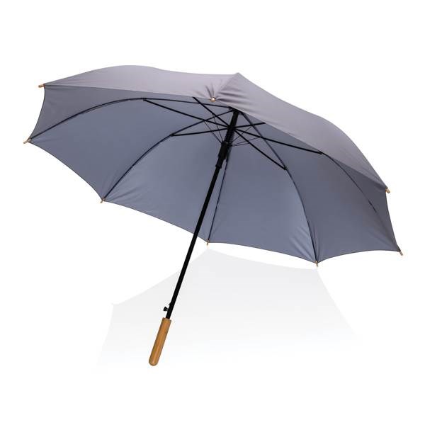 Obrázky: Automatický deštník rPET, madlo bambus, šedý, Obrázek 4