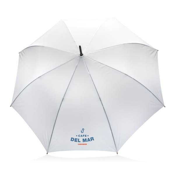 Obrázky: Automatický deštník rPET, madlo bambus, bílý, Obrázek 5