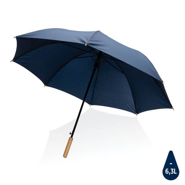 Obrázky: Automatický deštník rPET, madlo bambus, modrý
