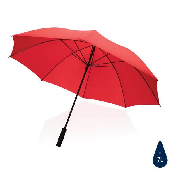 Obrázky: Červený větru odolný rPET deštník, manuální, Obrázek 1