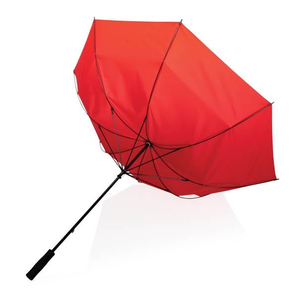 Obrázky: Červený větru odolný rPET deštník, manuální, Obrázek 3