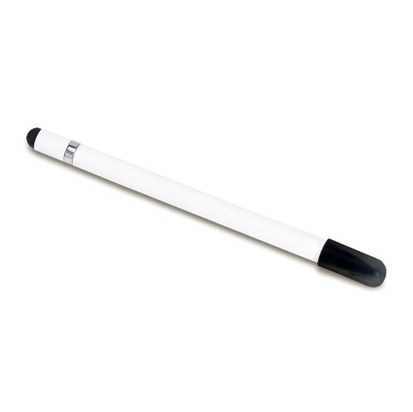 Obrázky: Dlouhověká tužka bez tuhy s gumou a stylusem, bílá, Obrázek 3