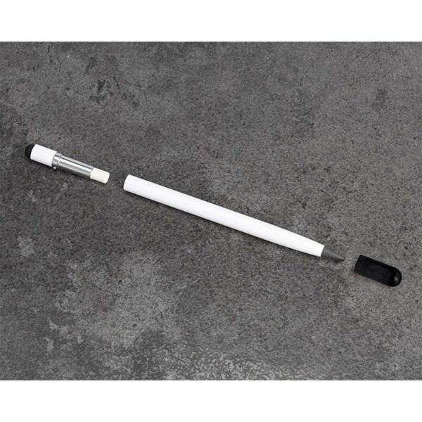 Obrázky: Dlouhověká tužka bez tuhy s gumou a stylusem, bílá, Obrázek 4