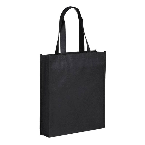 Obrázky: Černá nákupní taška z netkané textilie, dl. uši